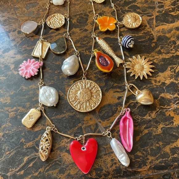 Gold tone charm necklace Jewelry - NWT Gold Tone Metal Colorful Charms Double Strand Beautiful Necklace